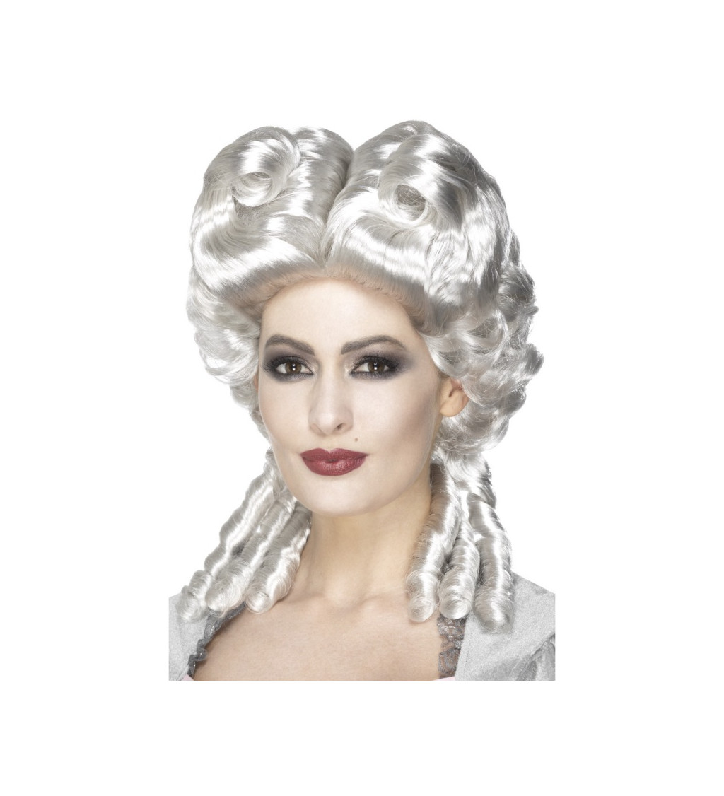 Dámská paruka Marie Antoinette stříbrná