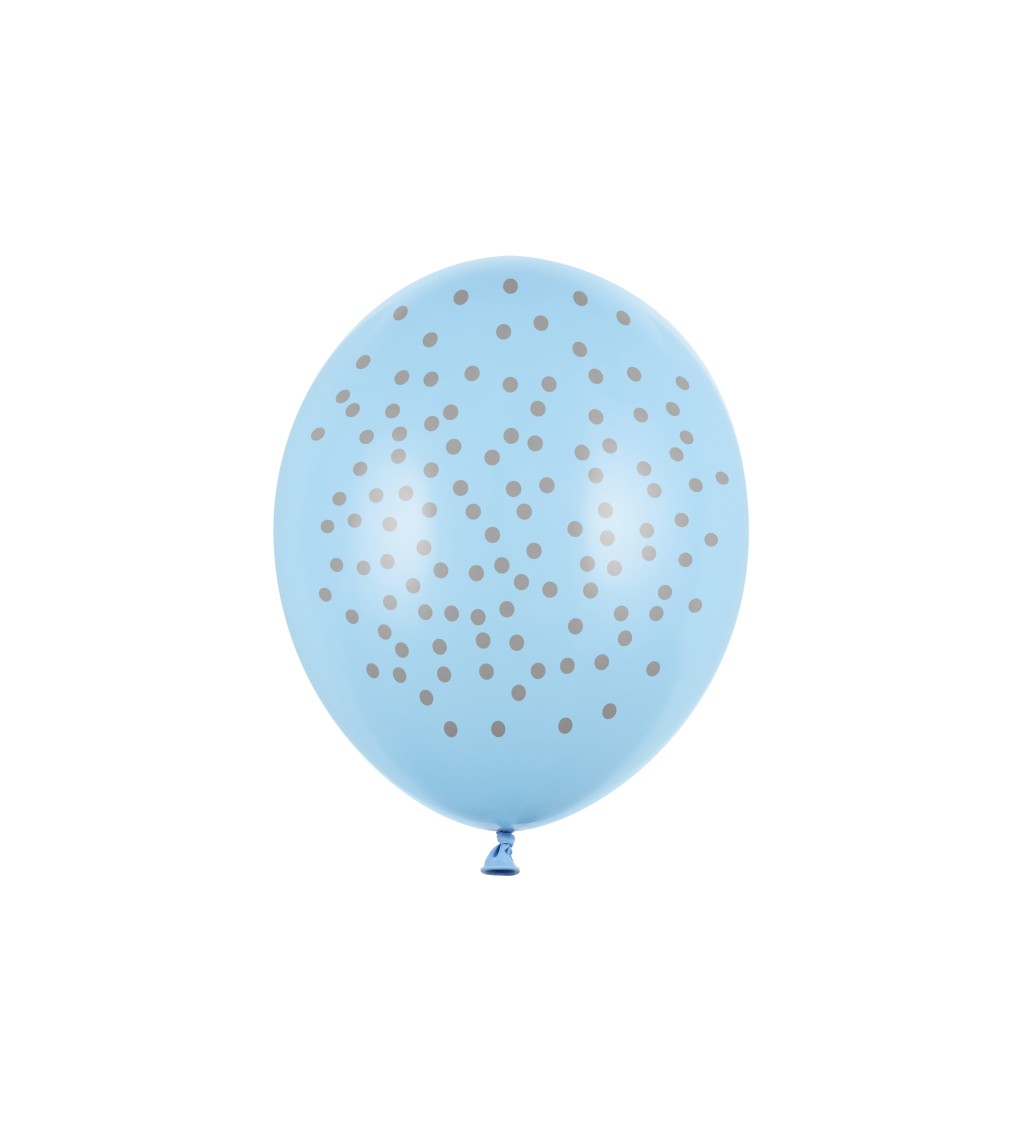 Pastelově modrý balónek s puntíkama, 30 cm