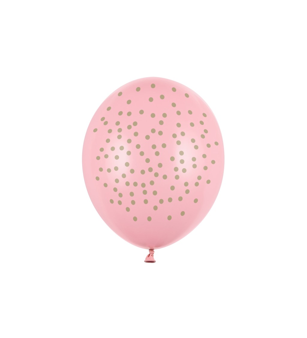 Balónek pastelově růžový s puntíkama, 30 cm