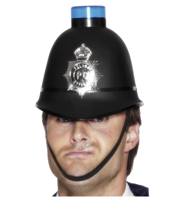 Britská policejní čepice s modrým majákem