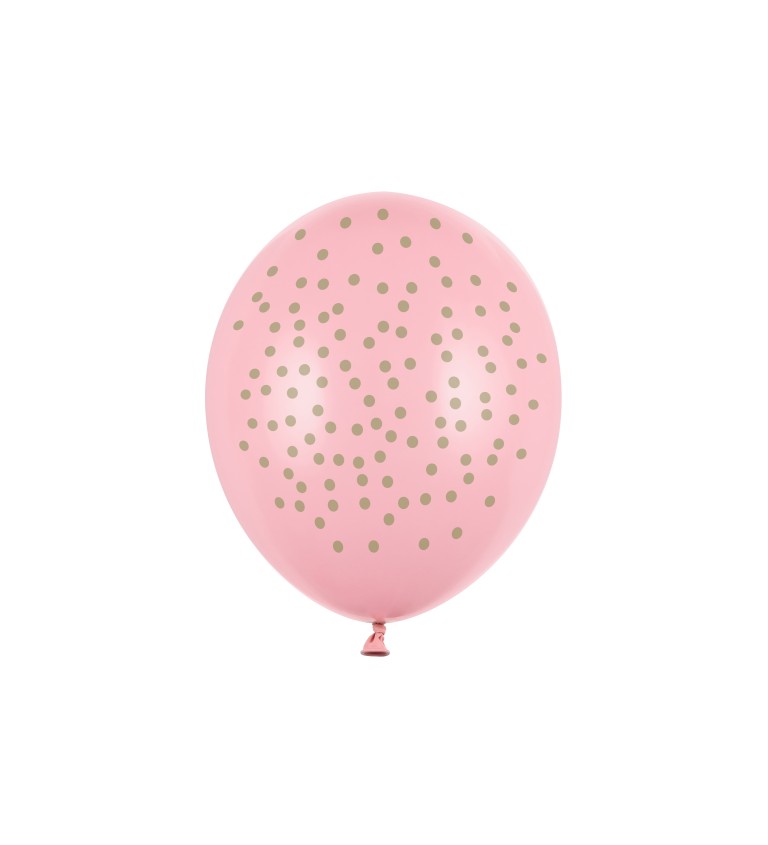 Balónek pastelově růžový s puntíkama, 30 cm