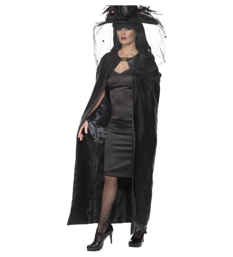 Deluxe sada - čarodějnický plášť s kloboukem v černé barvě