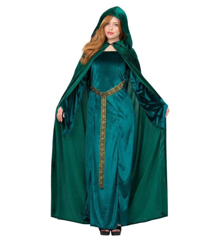 Smaragdově zelený plášť pro čarodějnici